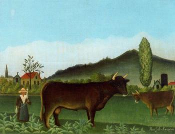 亨利 盧梭 Landscape with Cattle 亨利 盧梭 Landscape with Cattle
